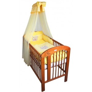 7-dielne posteľné obliečky New Baby, Bunnies 120x90cm/žlté
